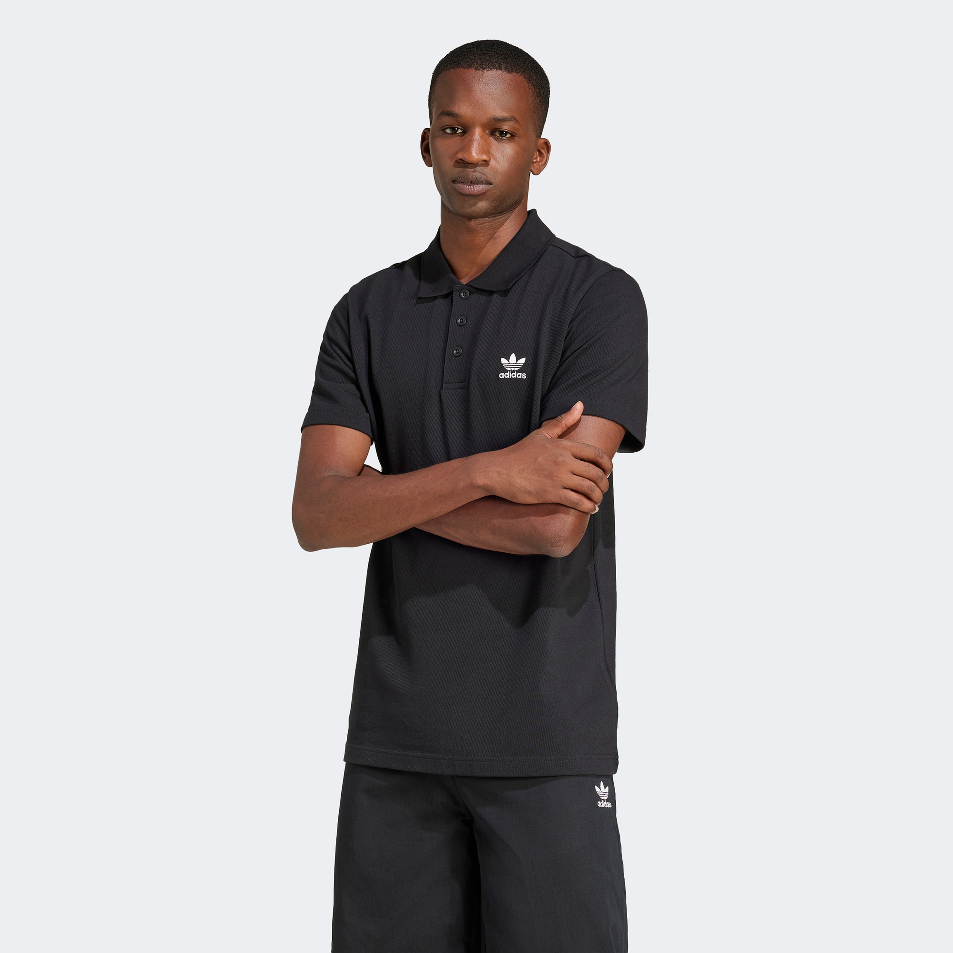 adidas Trefoil Essentials Erkek Siyah Polo T-Shirt