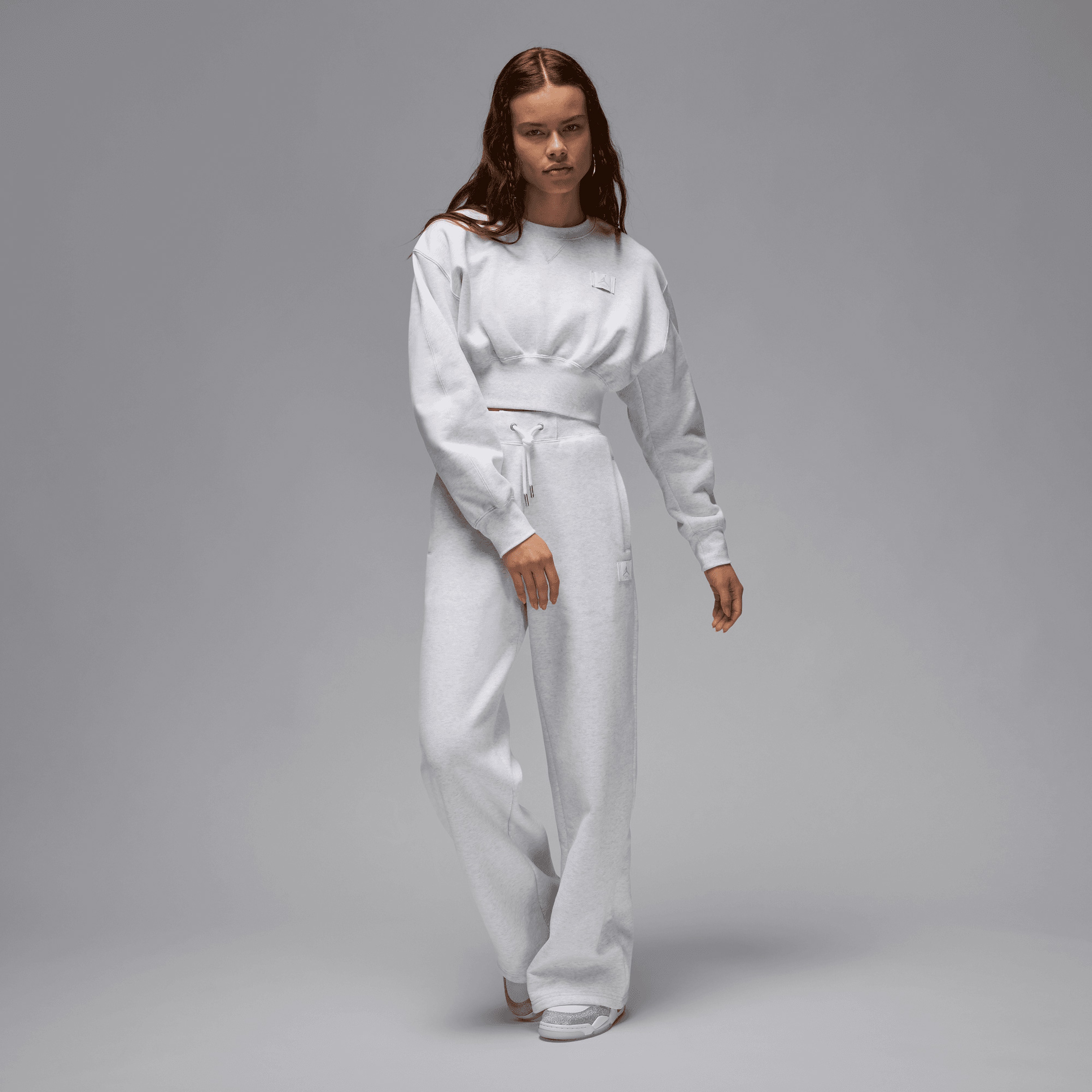 Jordan Flight Fleece Cropped Kadın Gri Sweatshirt