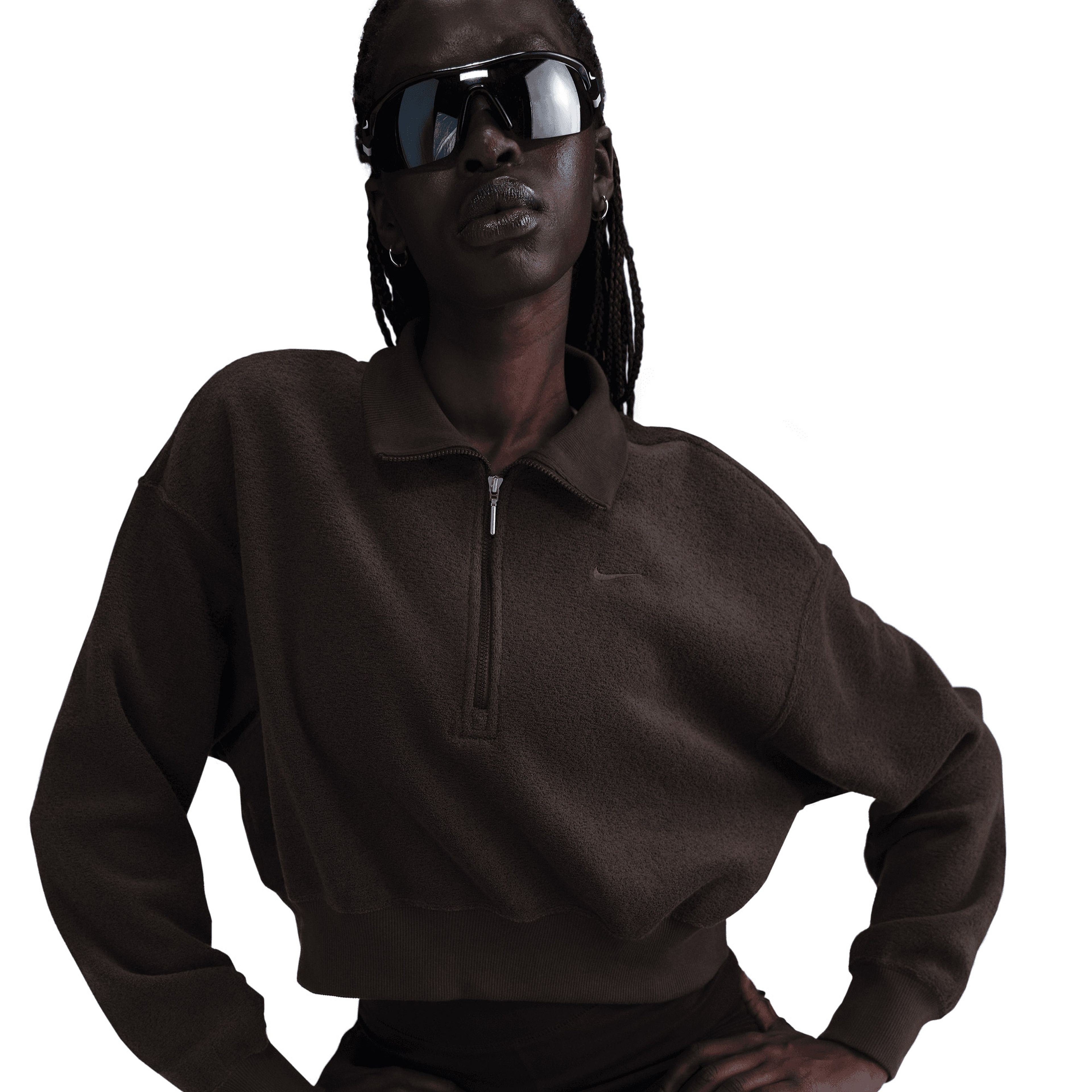 Nike Sportswear Phoenix Plushed 1/4 Zipped Kadın Kahverengi Sweatshirt