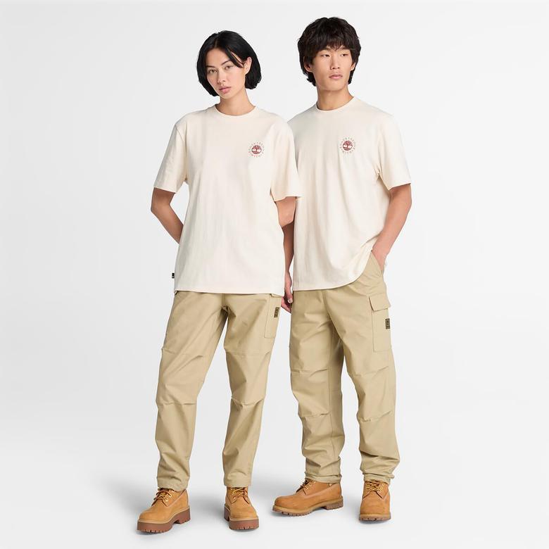 Timberland Washed Boot Lab Back Graphic Unisex Beyaz T-Shirt