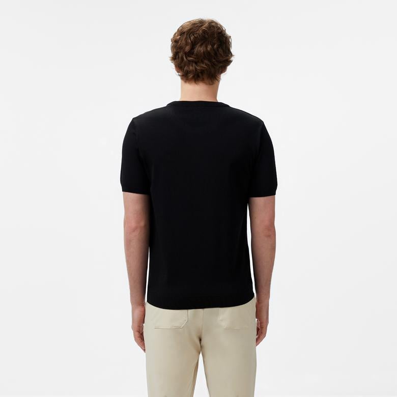 Erkek Regular Fit Kısa Kollu Bisiklet Yaka Siyah Triko