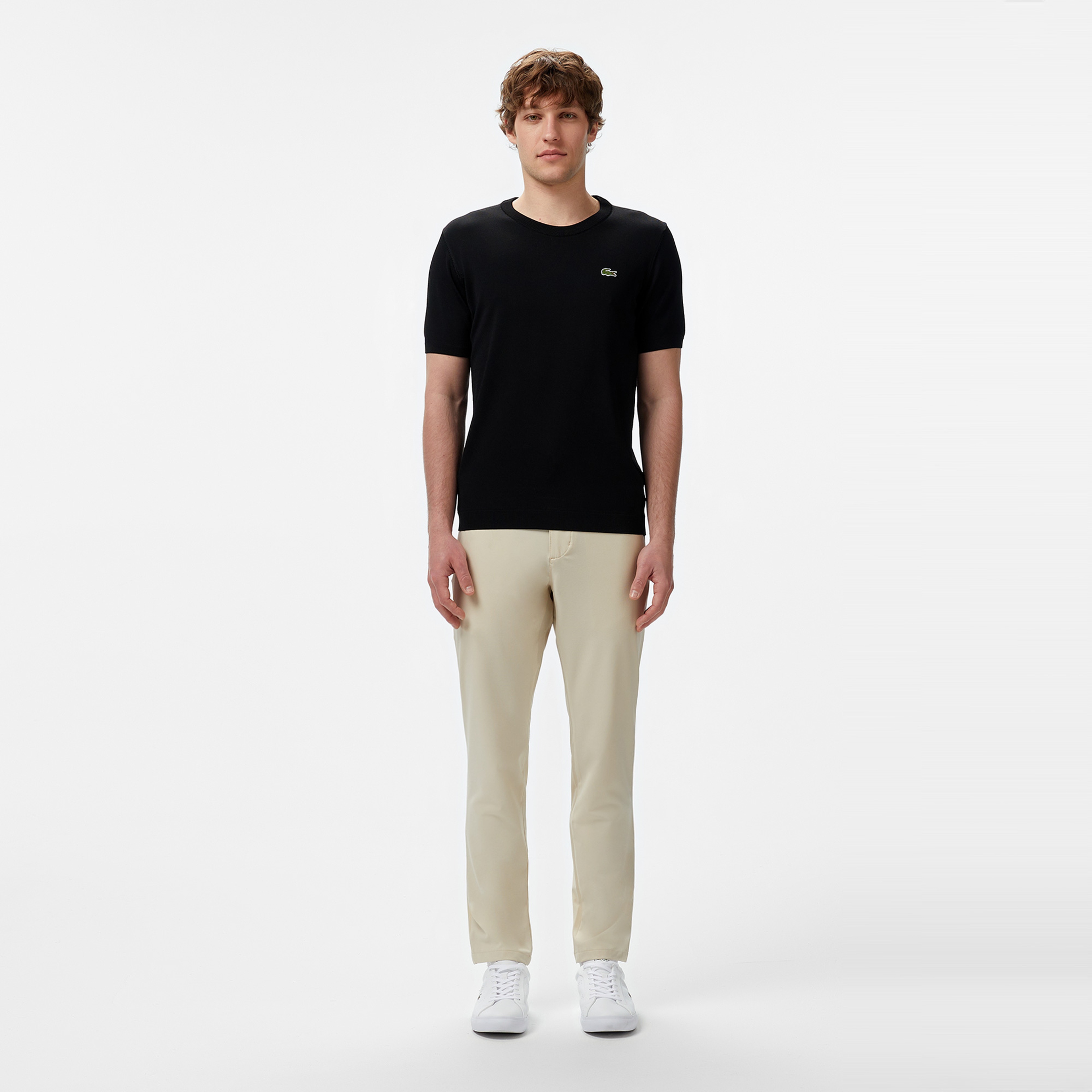 Erkek Regular Fit Kısa Kollu Bisiklet Yaka Siyah Triko