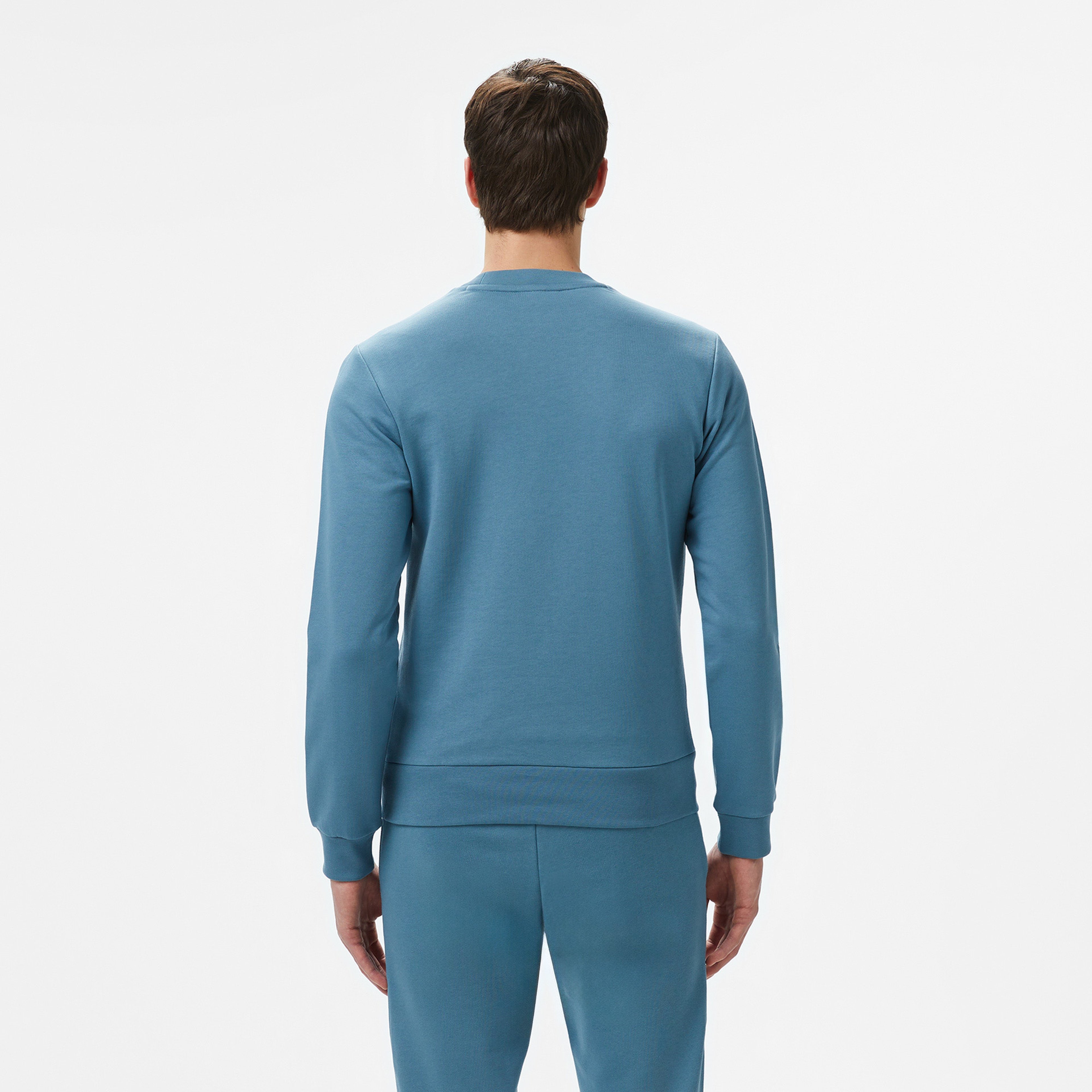 Erkek Classic Fit Bisiklet Yaka Mavi Sweatshirt