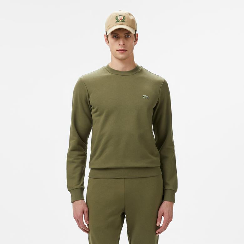 Erkek Classic Fit Bisiklet Yaka Haki Sweatshirt