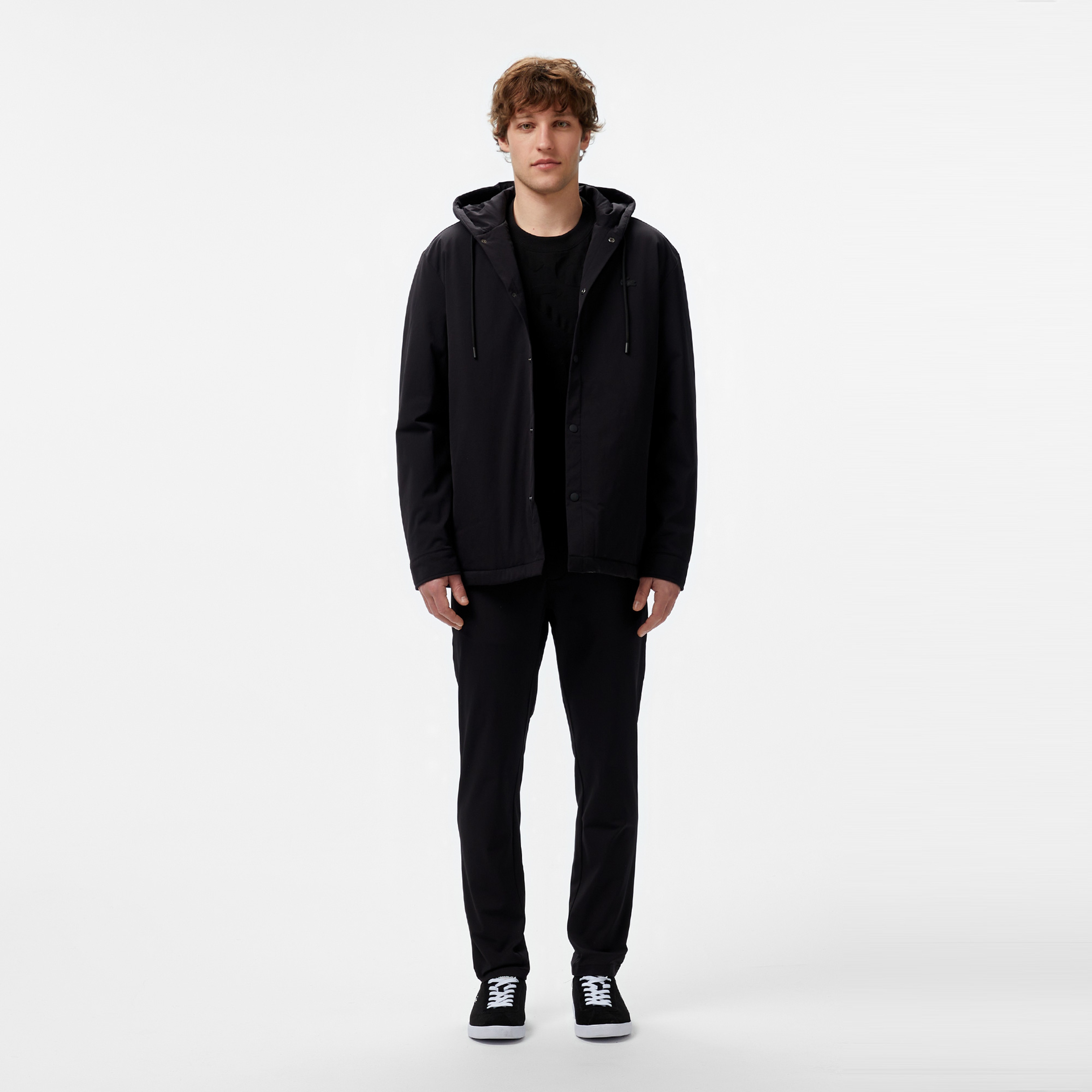 Erkek Regular Fit Kapüşonlu Siyah Ceket