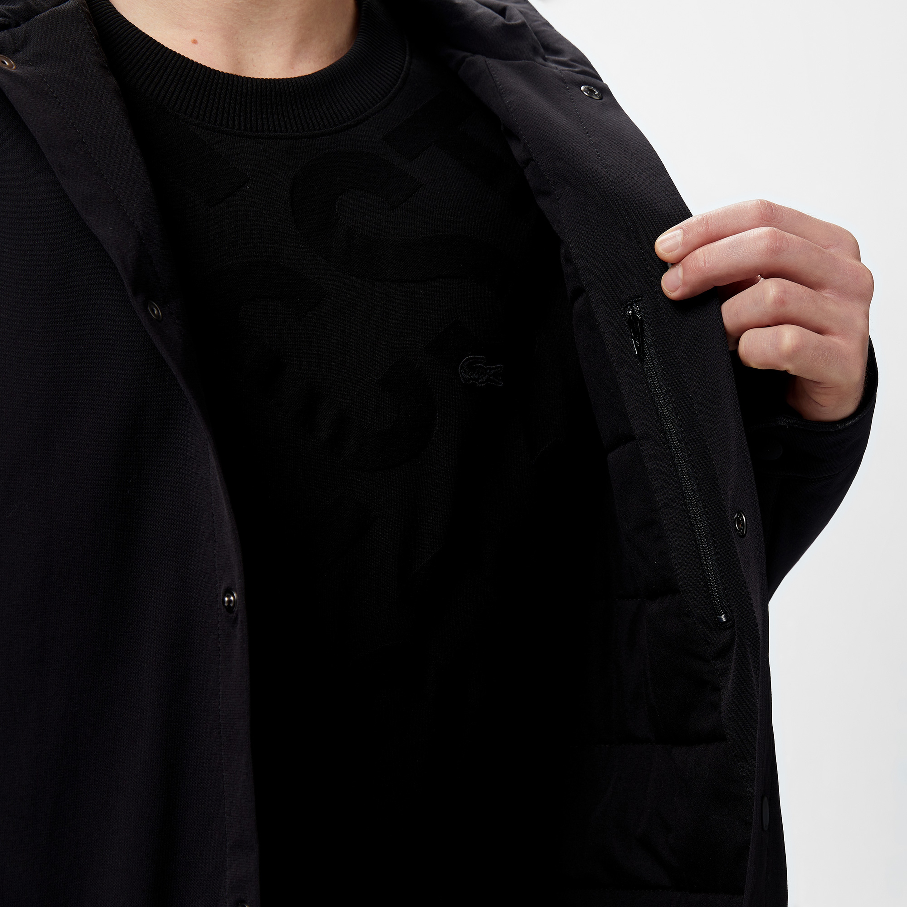 Erkek Regular Fit Kapüşonlu Siyah Ceket