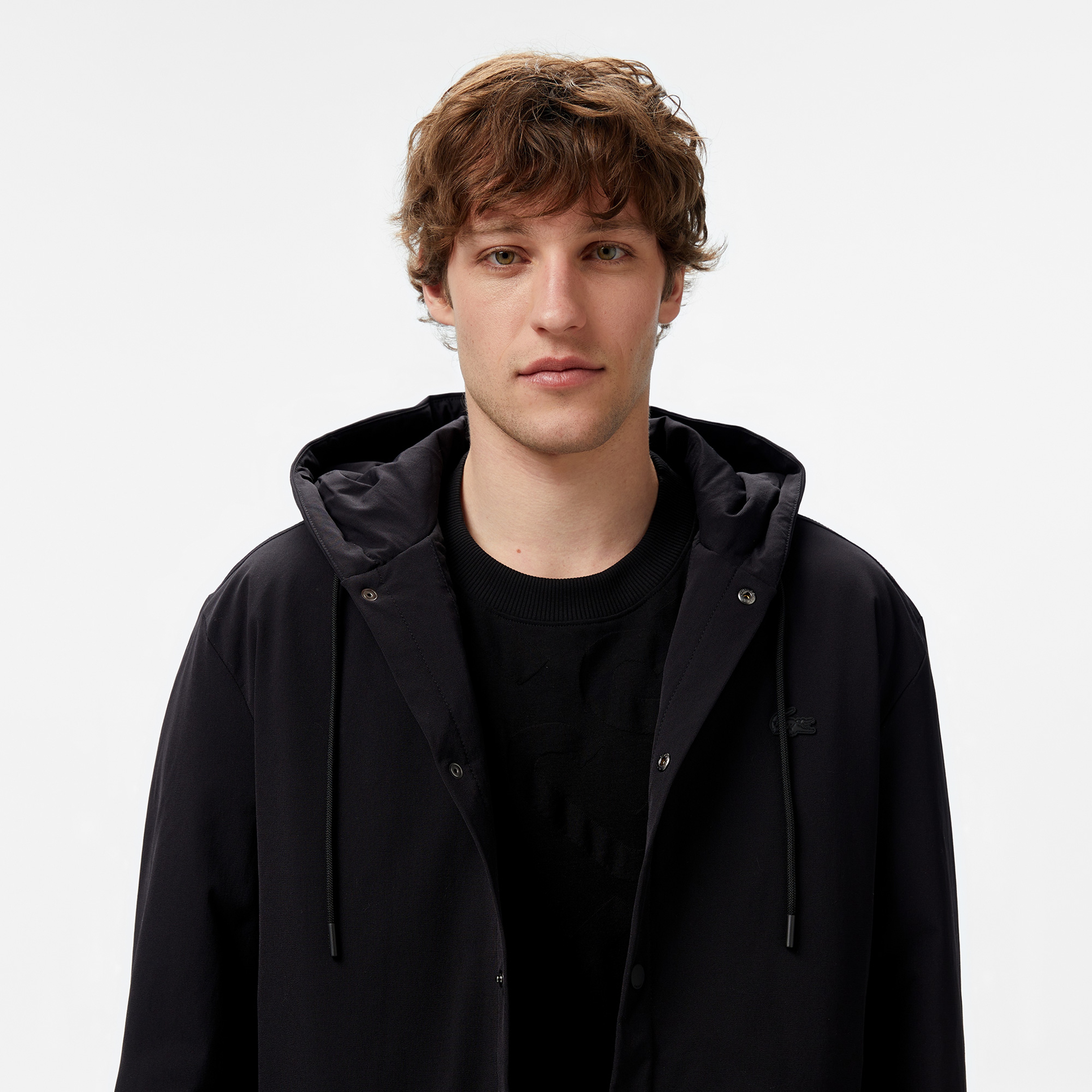 Erkek Regular Fit Kapüşonlu Siyah Ceket