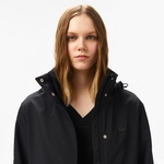 Kadın Relaxed Fit Kapüşonlu Siyah Yağmurluk