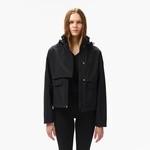 Kadın Relaxed Fit Kapüşonlu Siyah Yağmurluk