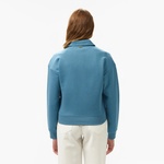 Kadın Relaxed Fit Polo Yaka Mavi Sweatshirt