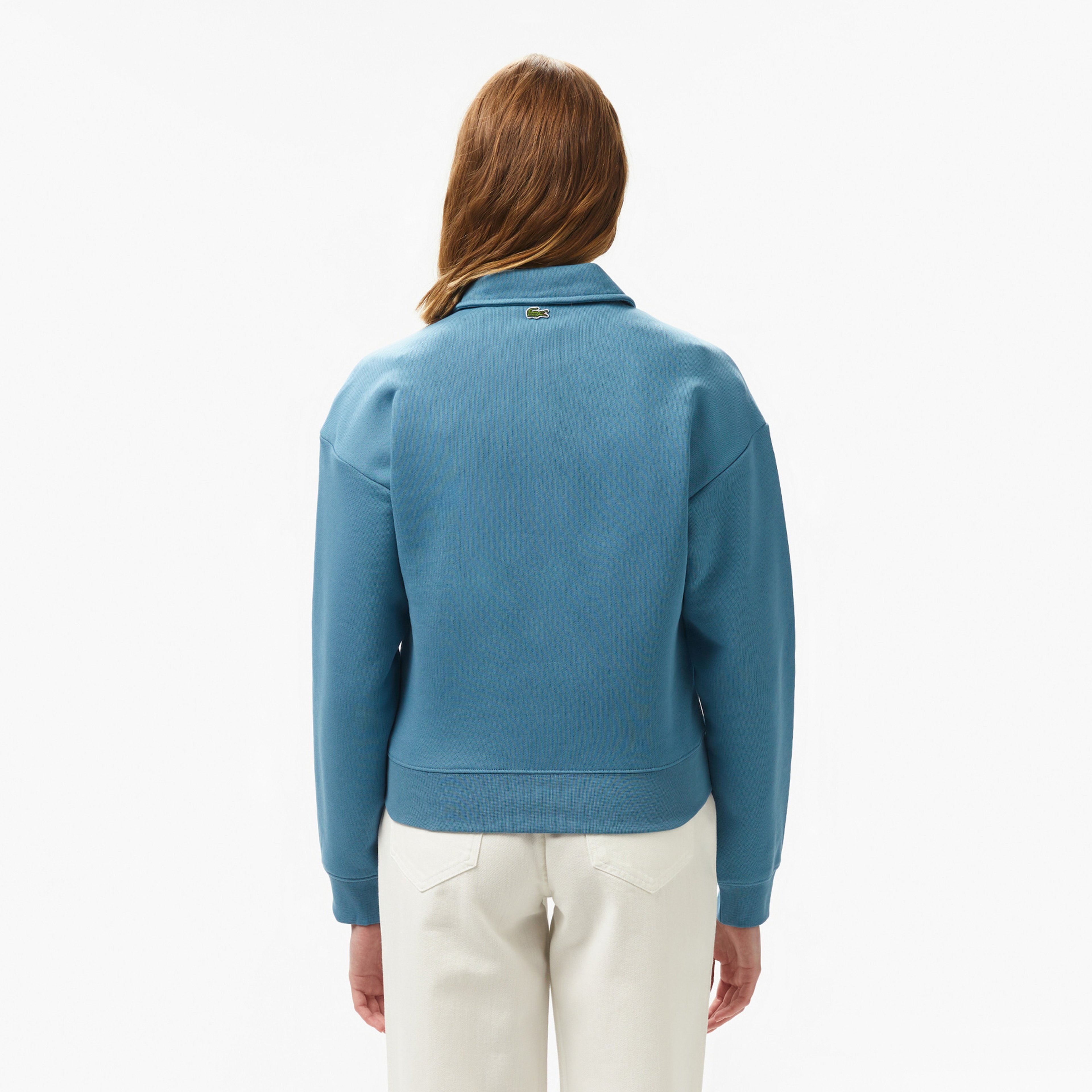 Kadın Relaxed Fit Polo Yaka Mavi Sweatshirt