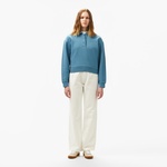 Kadın Relaxed Fit Polo Yaka Mavi Sweatshirt