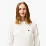 Kadın Regular Fit Bisiklet Yaka Beyaz Triko