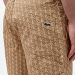 Erkek Loose Fit Monogram Bej Bermuda Şort