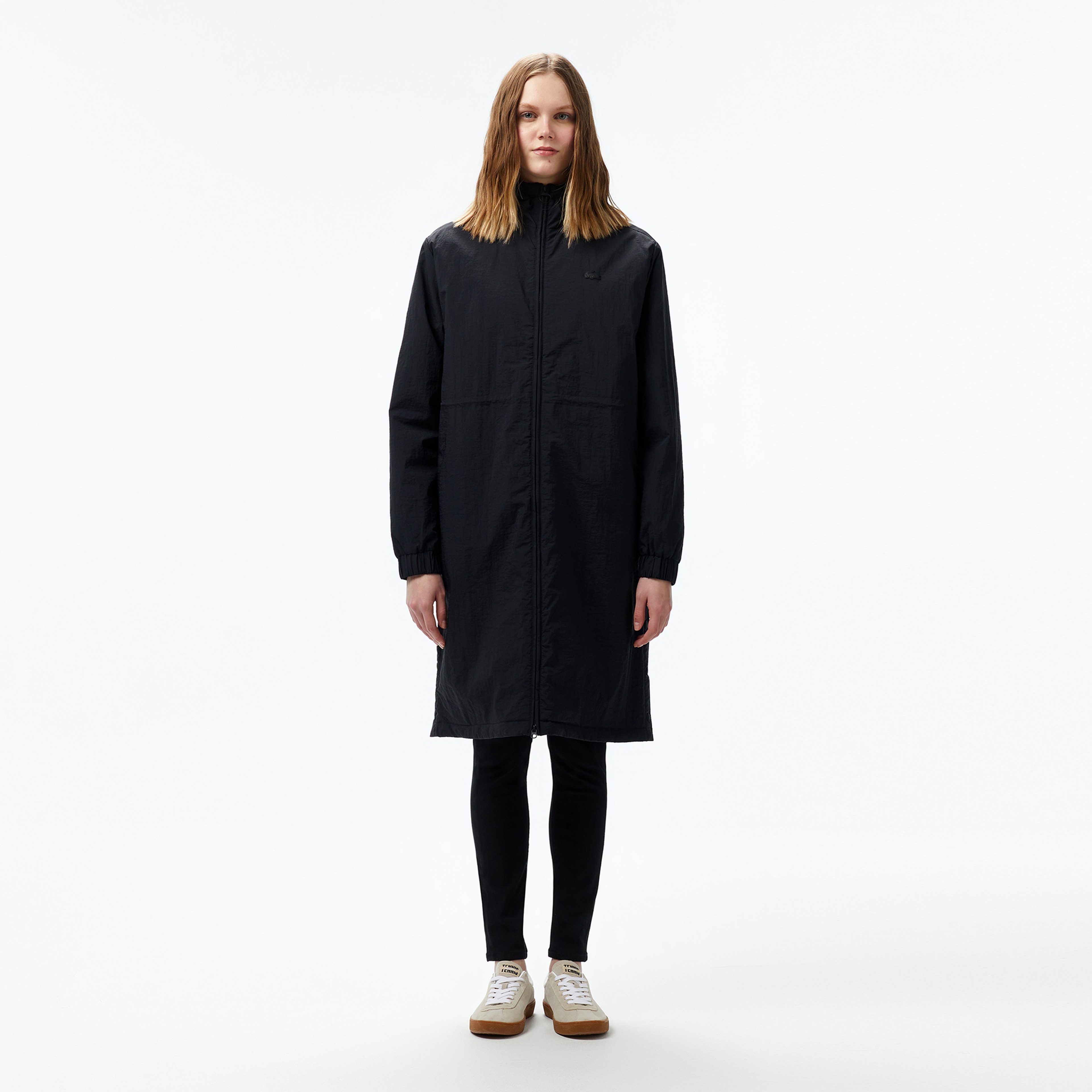 Kadın Kapüşonlu Siyah Yağmurluk