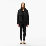 Kadın Relaxed Fit Kapüşonlu Siyah Yağmurluk