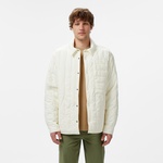 Erkek Relaxed Fit Gömlek Yaka Desenli Beyaz Ceket