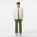 Erkek Relaxed Fit Gömlek Yaka Desenli Beyaz Ceket