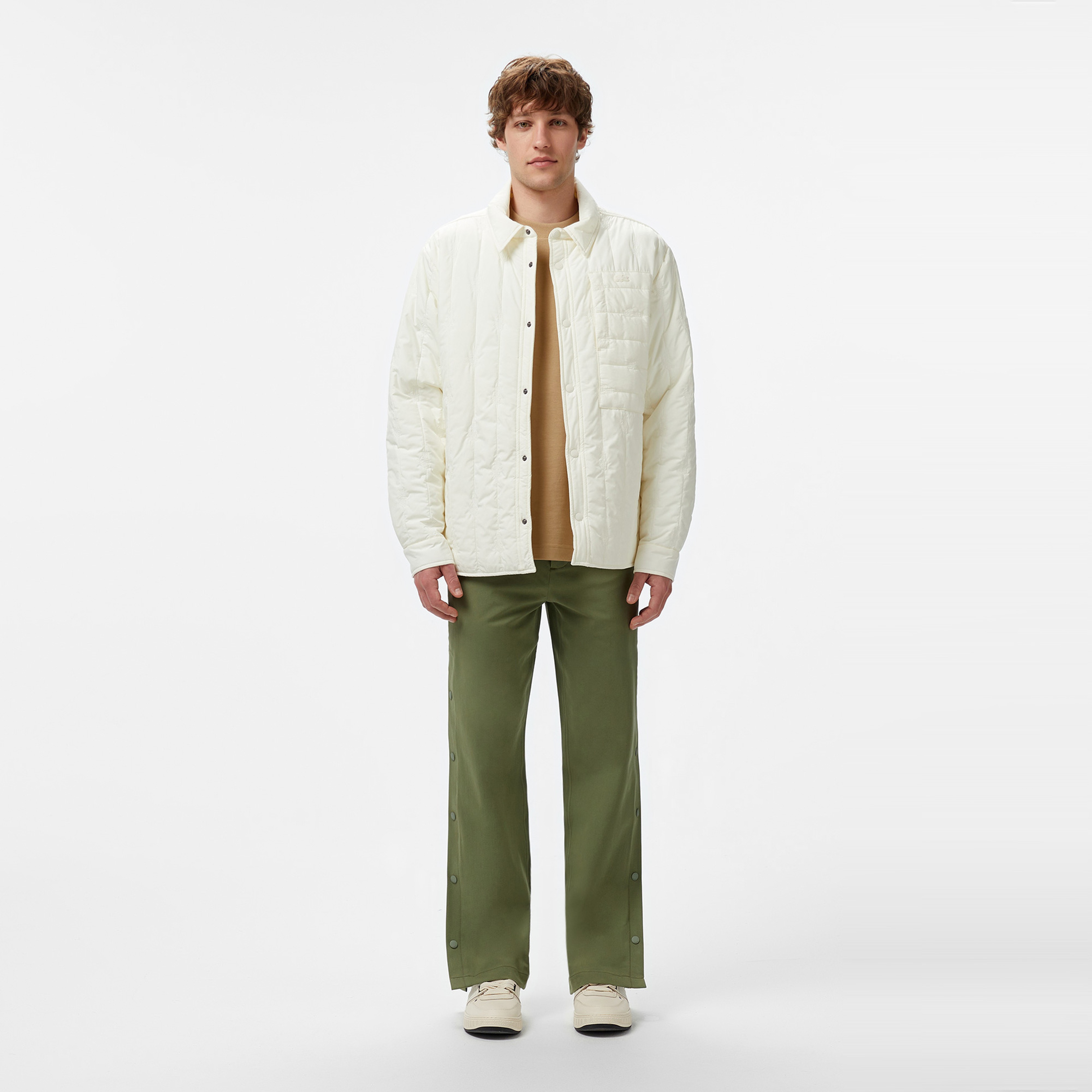 Erkek Relaxed Fit Gömlek Yaka Desenli Beyaz Ceket