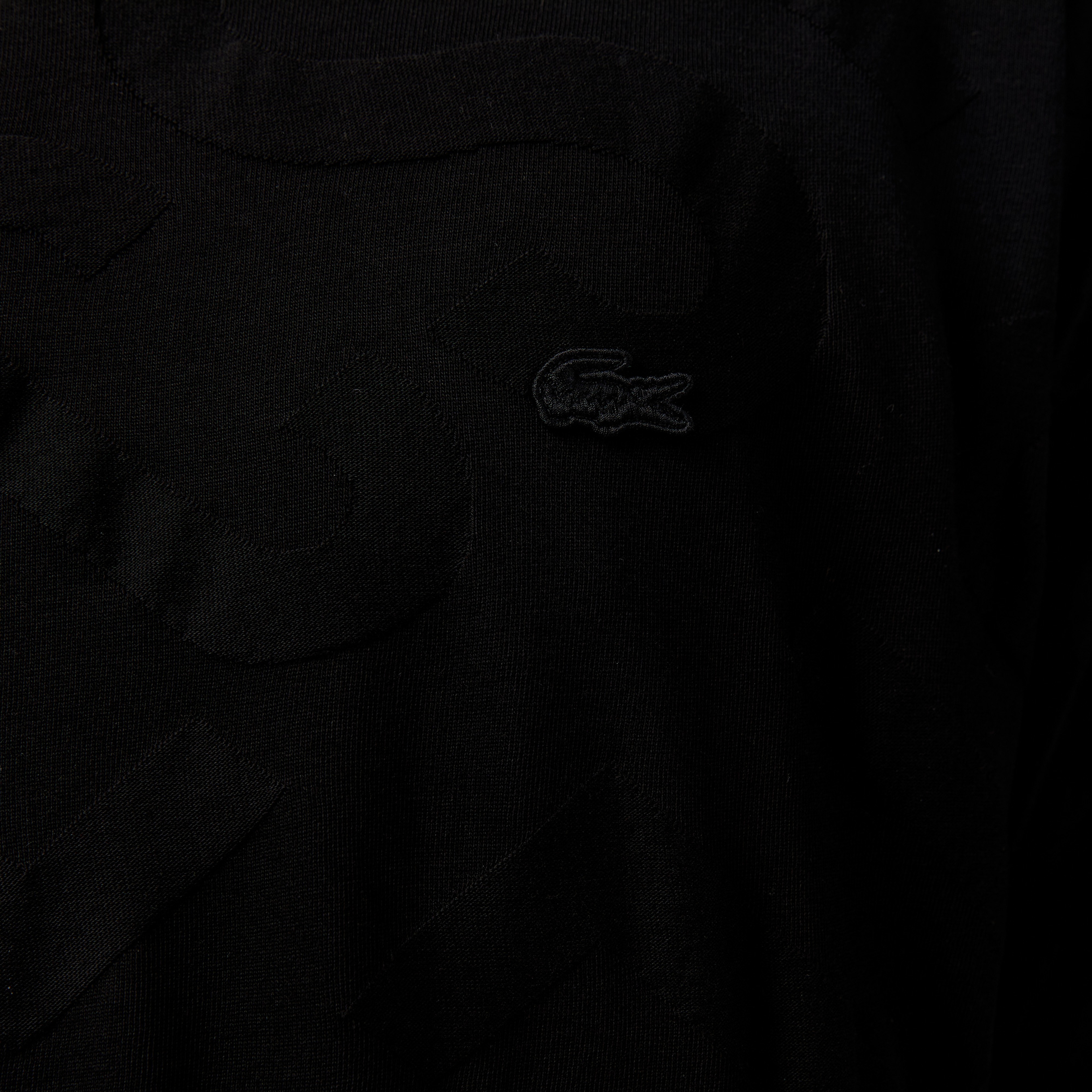 Erkek Bisiklet Yaka Desenli Siyah T-Shirt