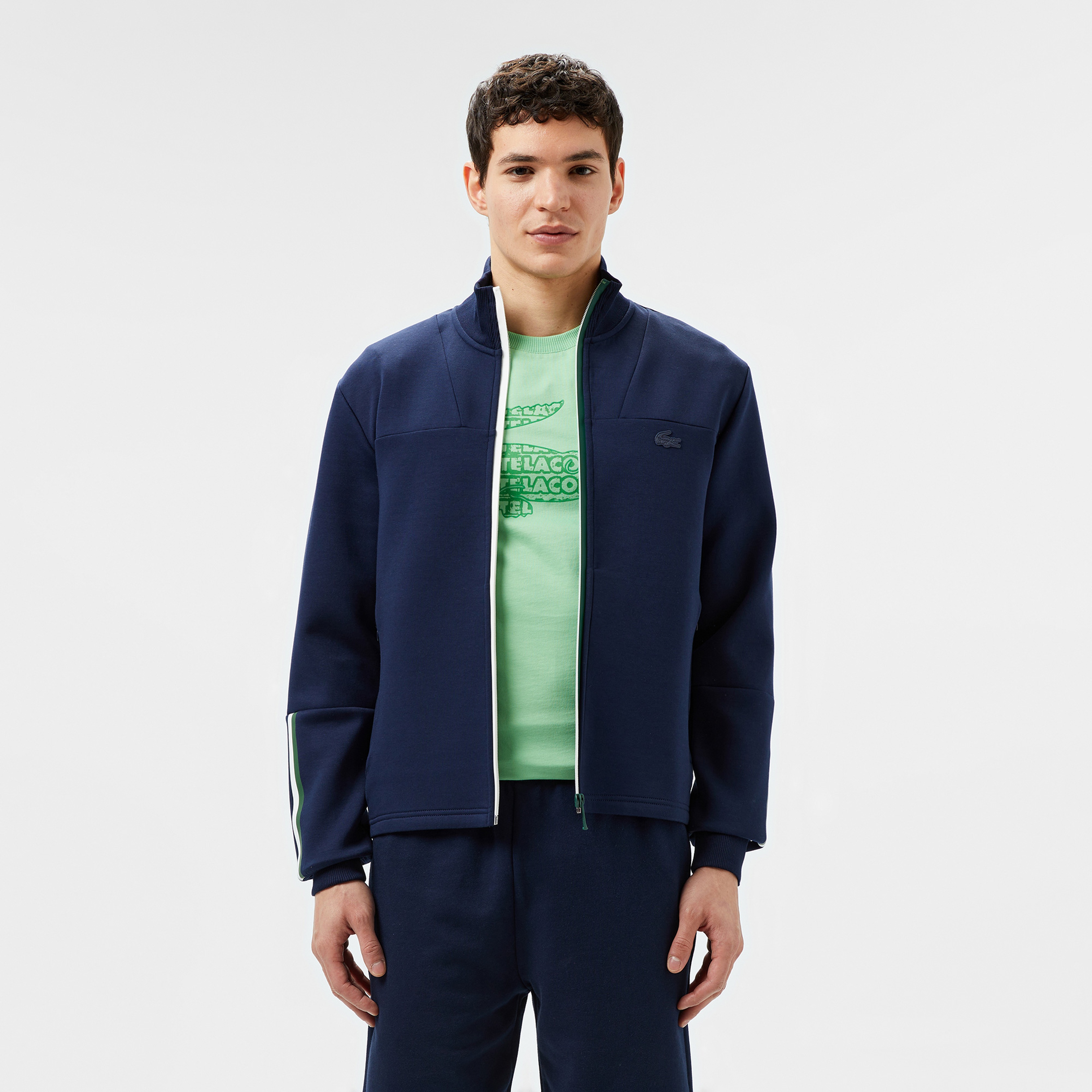 Erkek Slim Fit Fermuarlı Lacivert Sweatshirt