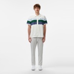 Erkek Kısa Kollu Polo Yaka Çizgili Beyaz Triko