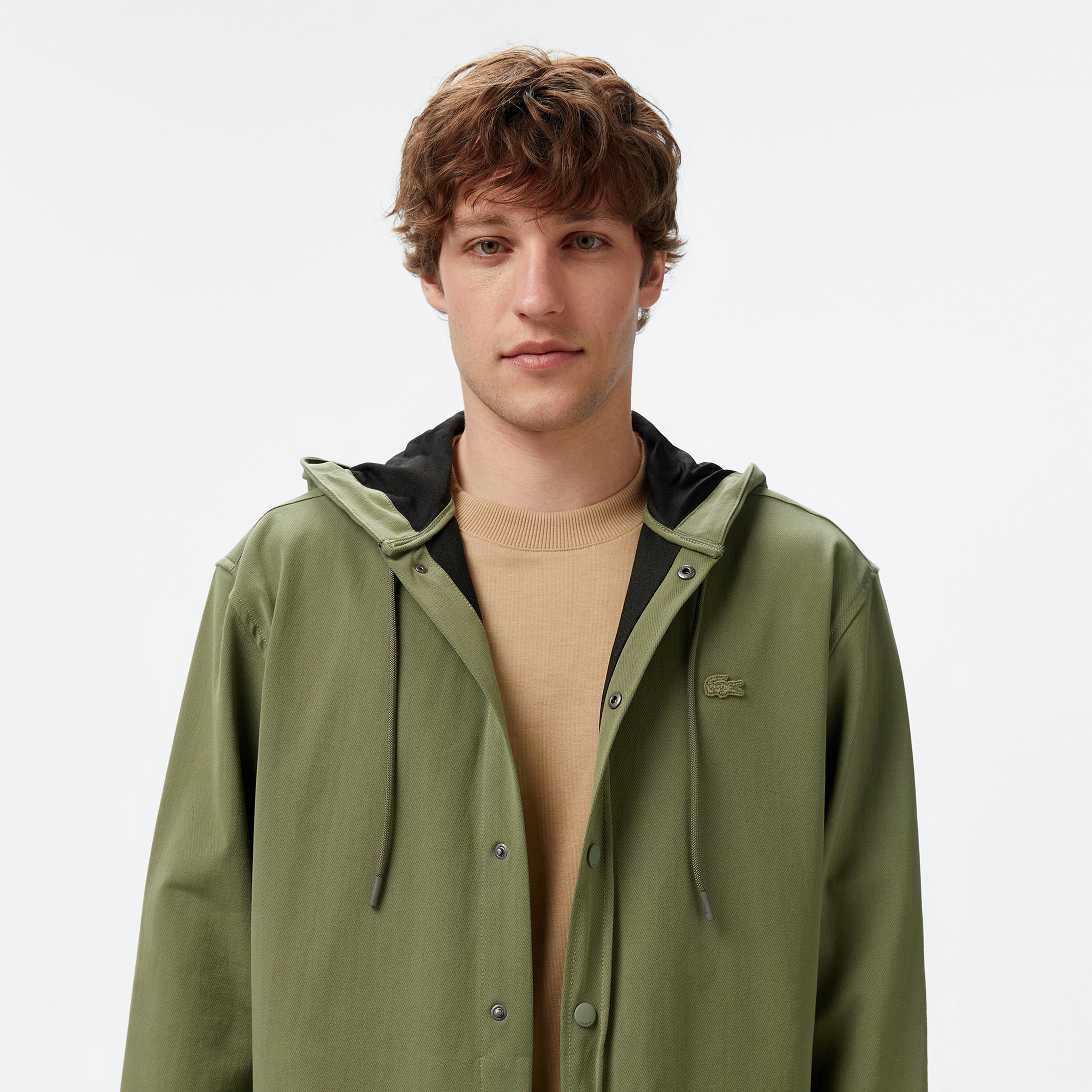 Erkek Relaxed Fit Kapüşonlu Haki Ceket