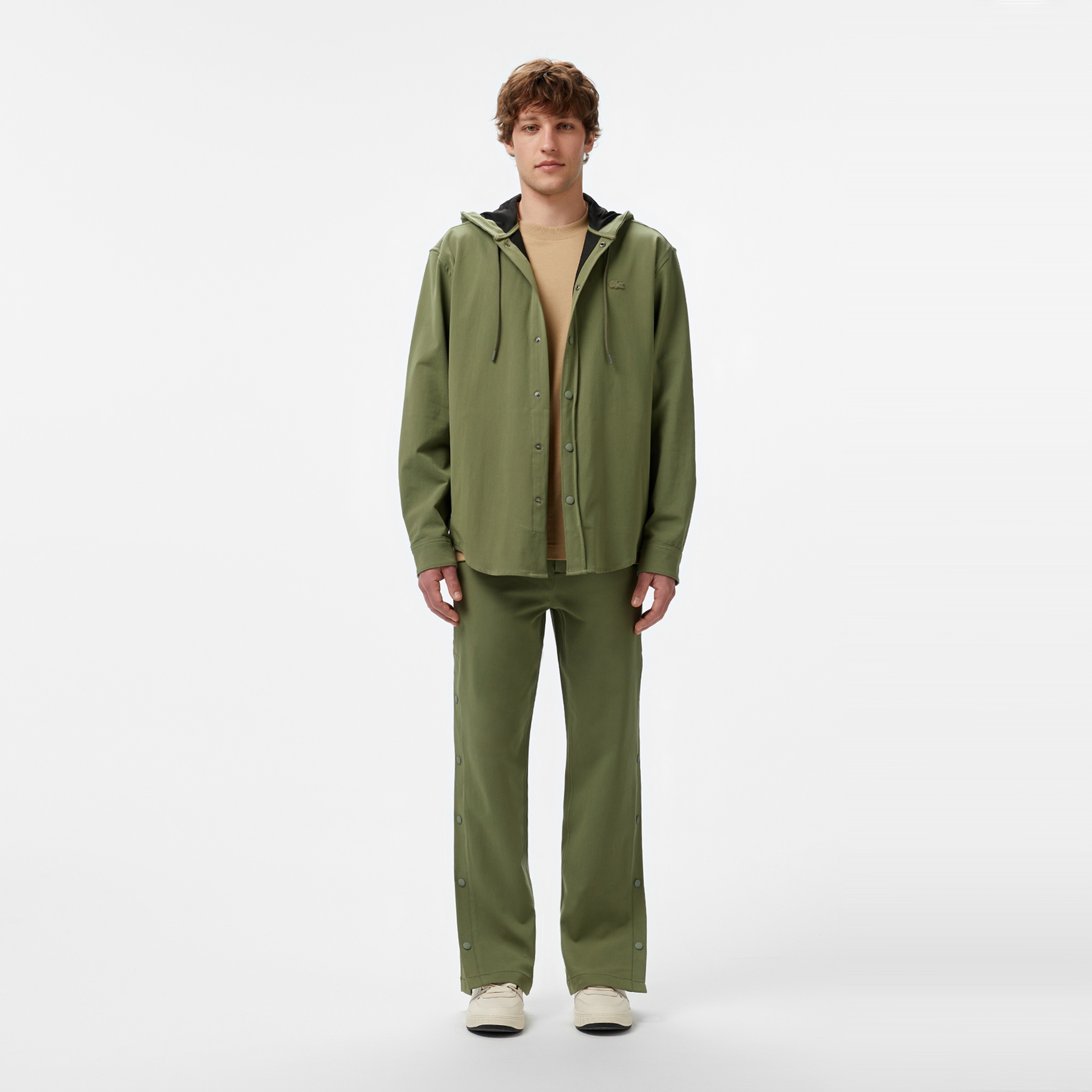 Erkek Relaxed Fit Kapüşonlu Haki Ceket