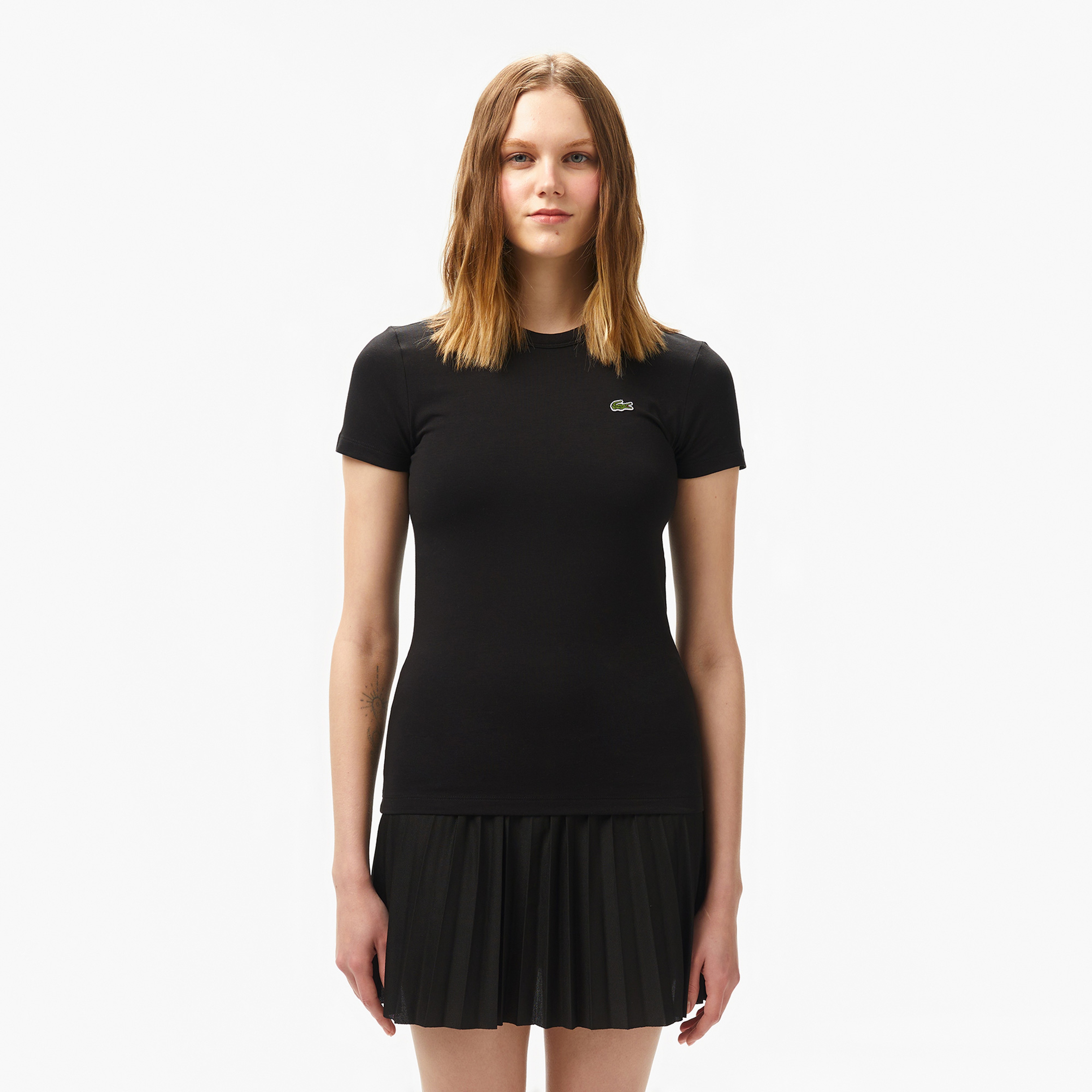 Kadın Slim Fit Bisiklet Yaka Siyah T-Shirt