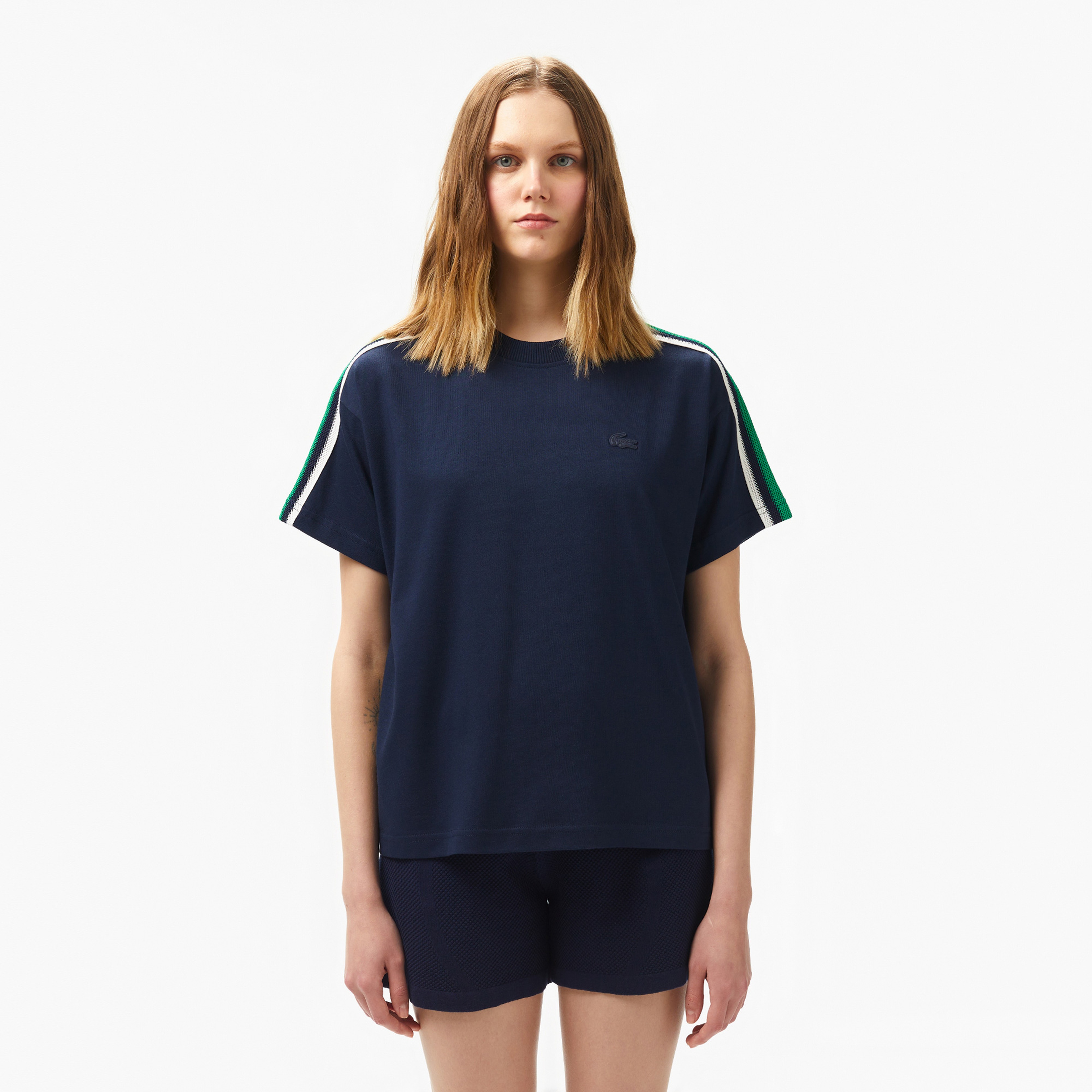 Kadın Bisiklet Yaka Lacivert T-Shirt