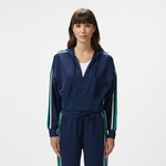 Kadın Crop Fit Fermuarlı Renk Bloklu Lacivert Sweatshirt