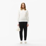 Kadın Regular Fit Bisiklet Yaka Beyaz Triko