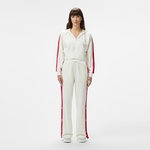 Kadın Crop Fit Fermuarlı Renk Bloklu Beyaz Sweatshirt