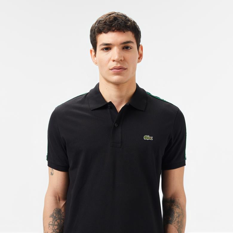 Erkek Regular Fit Baskılı Siyah Polo