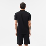 Erkek Regular Fit Baskılı Siyah Polo