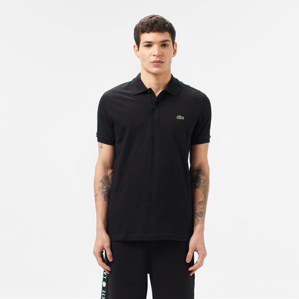 Erkek Regular Fit Baskılı Siyah Polo