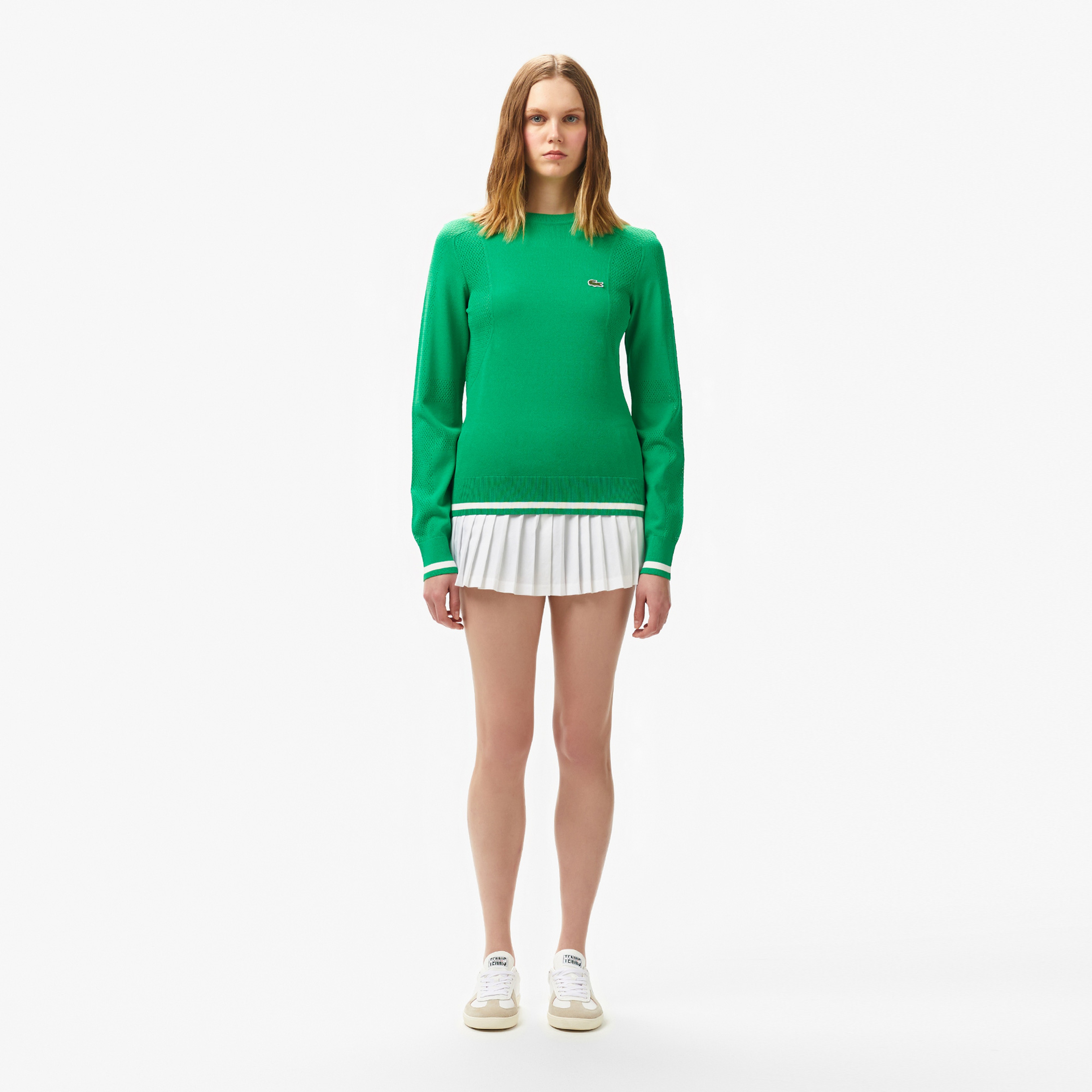 Kadın Regular Fit Bisiklet Yaka Yeşil Triko