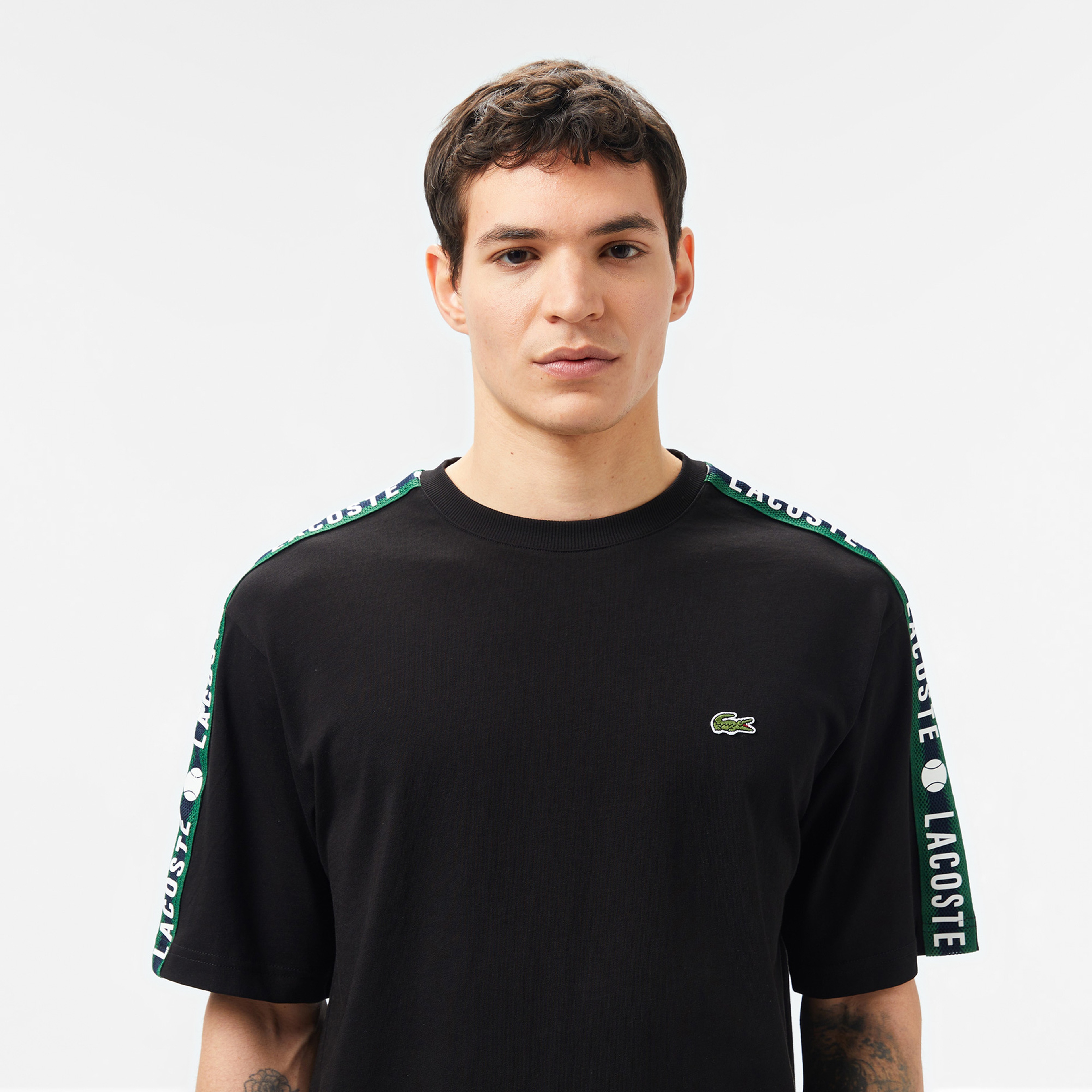 Erkek Relaxed Fit Bisiklet Yaka Baskılı Siyah T-Shirt