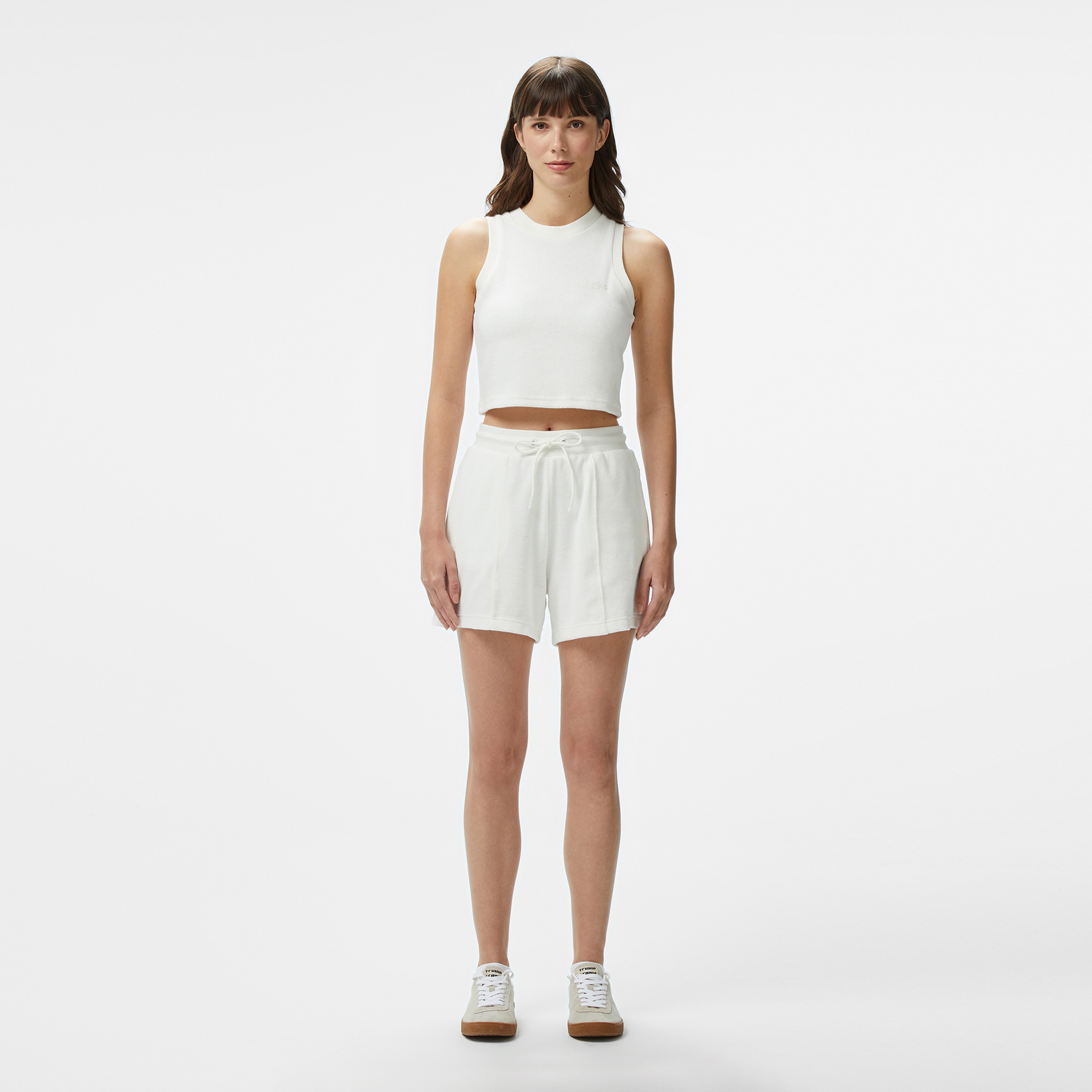 Kadın Slim Fit Kolsuz Bisiklet Yaka Beyaz T-Shirt