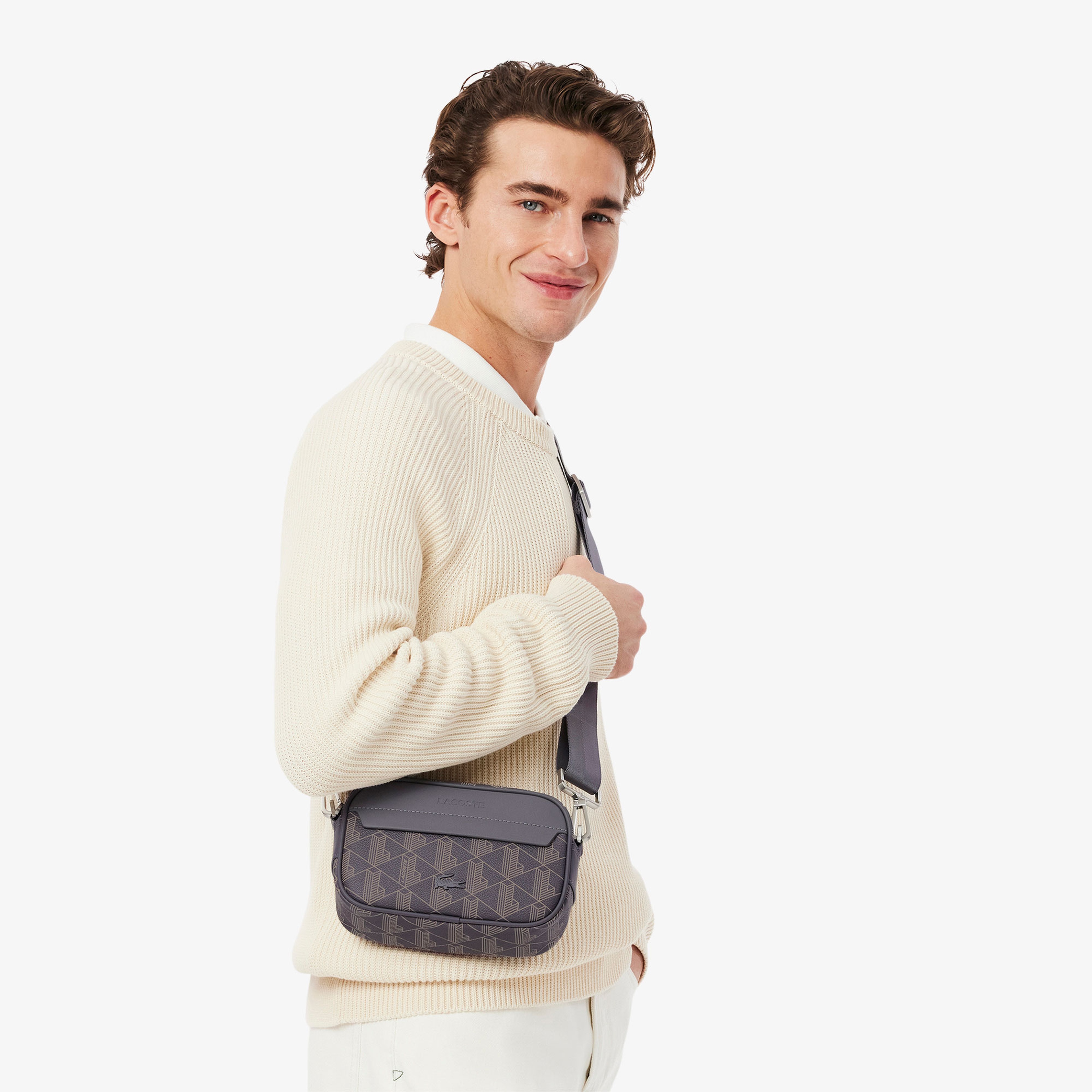 The Blend Erkek Monogram Gri Postacı Çantası