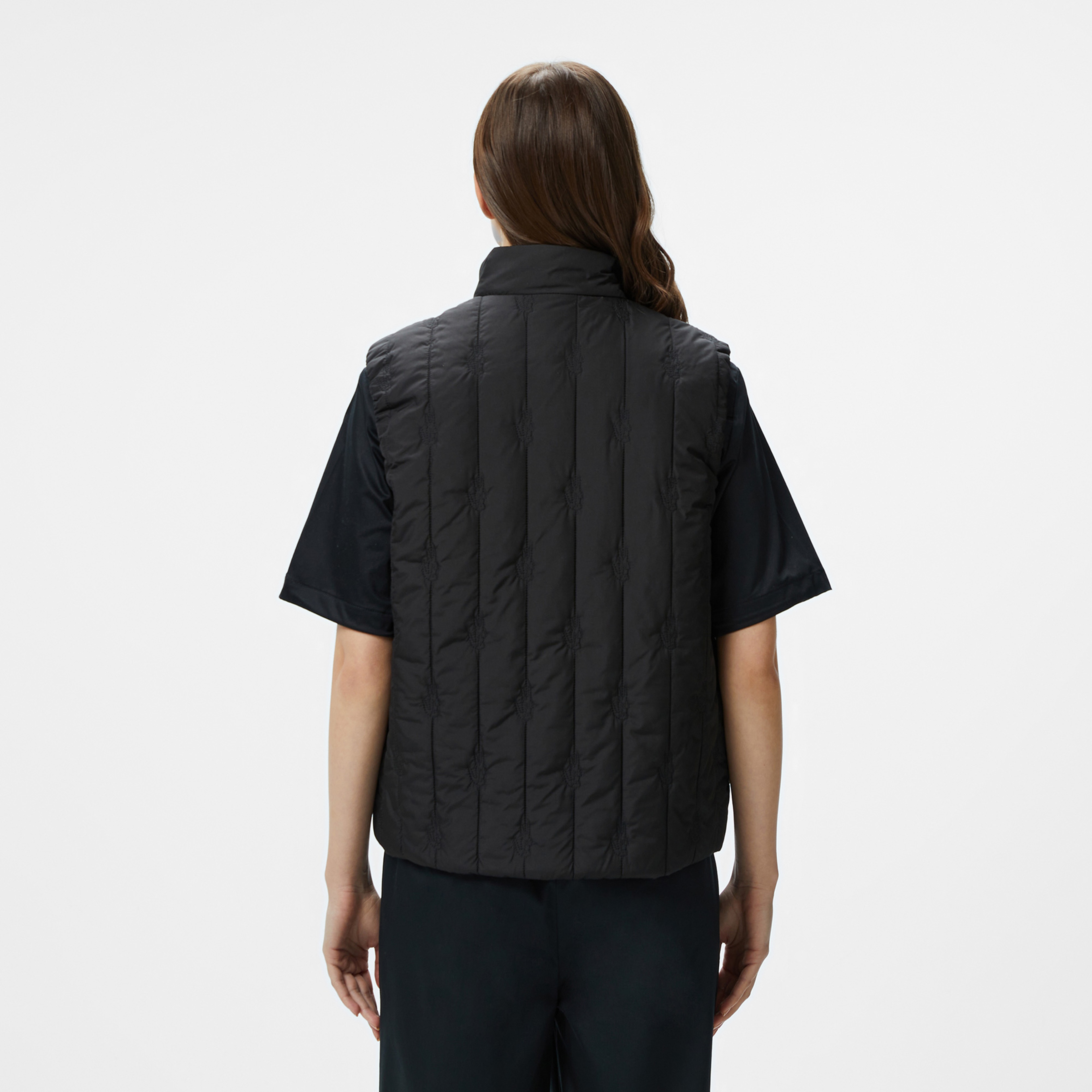 Kadın Regular Fit Dik Yaka Kapitone Siyah Yelek