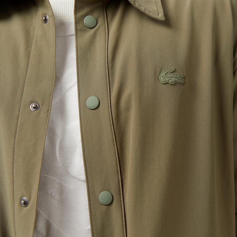 Erkek Relaxed Fit Kısa Kollu Haki Gömlek