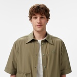 Erkek Relaxed Fit Kısa Kollu Haki Gömlek