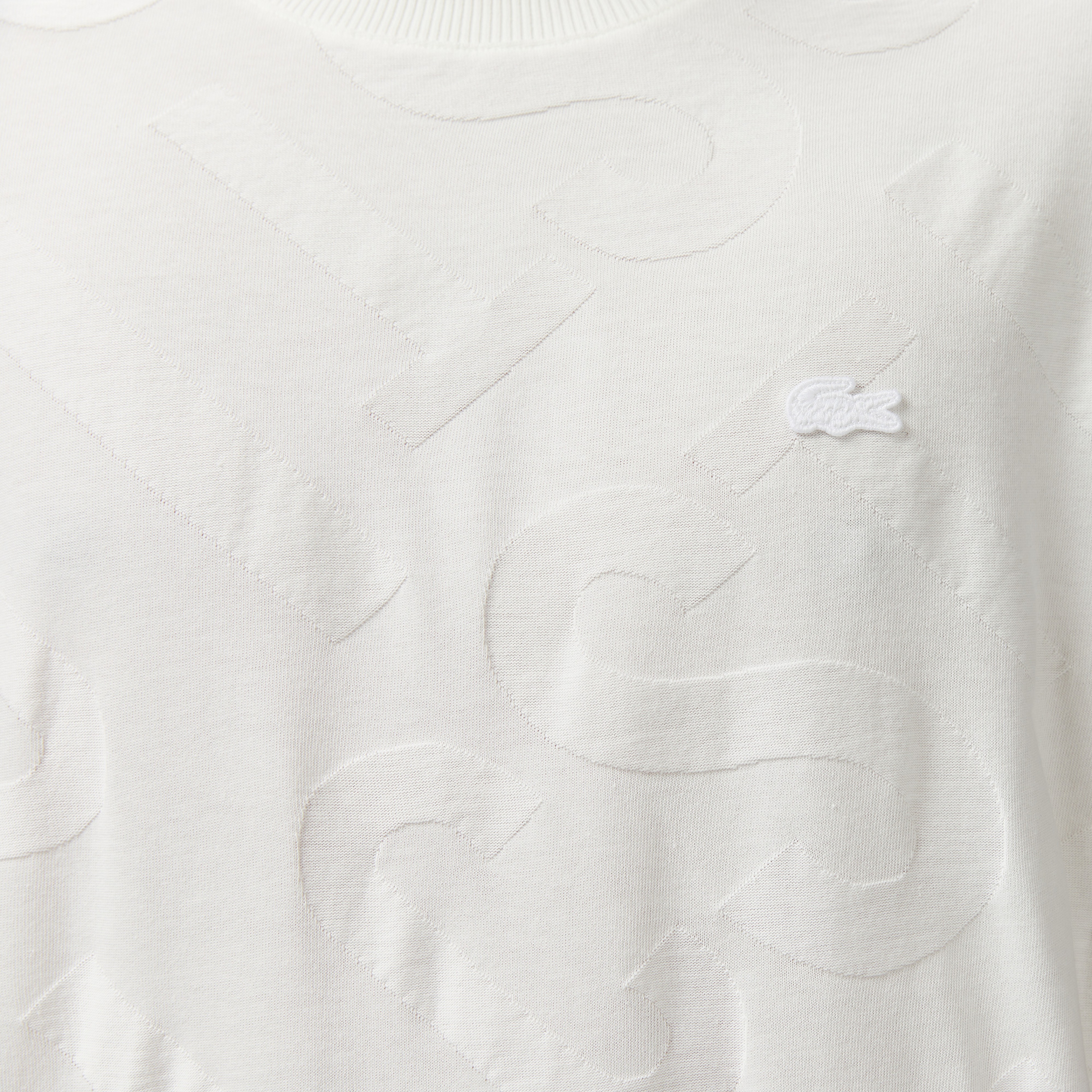 Erkek Bisiklet Yaka Desenli Beyaz T-Shirt