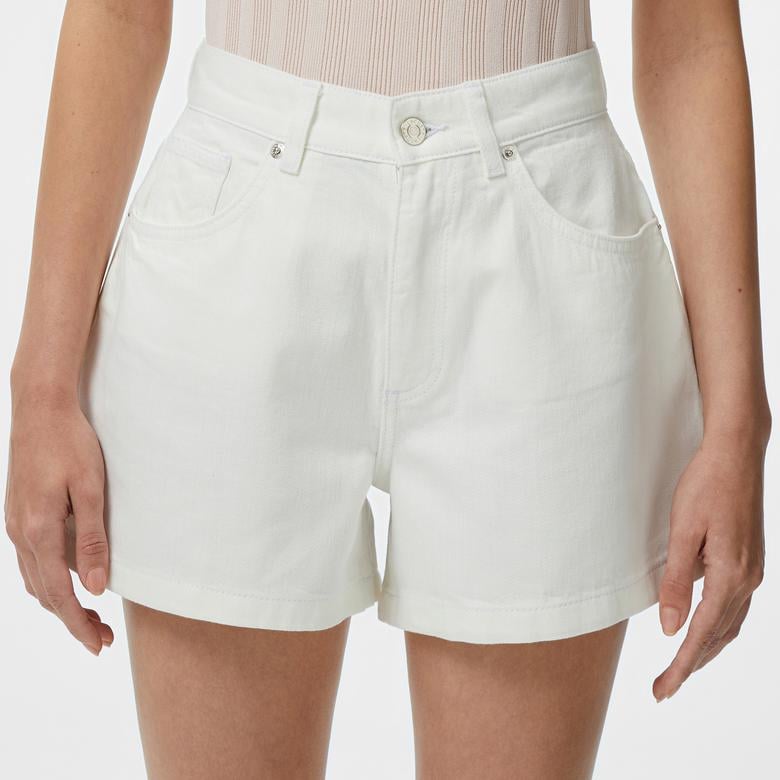 Kadın Regular Fit Denim Beyaz Şort