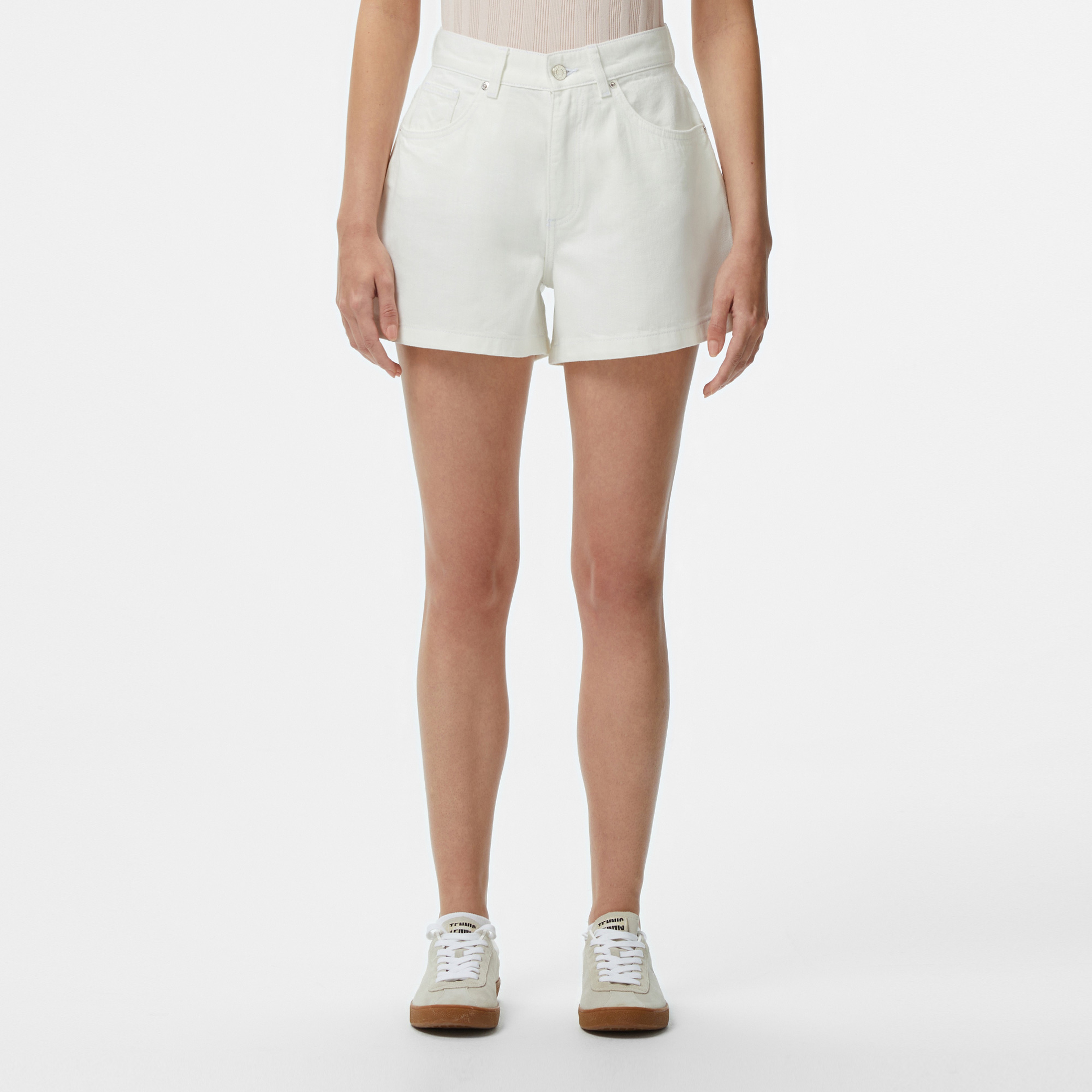 Kadın Regular Fit Denim Beyaz Şort