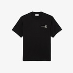 Lacoste Print Motif Erkek Siyah T-Shirt