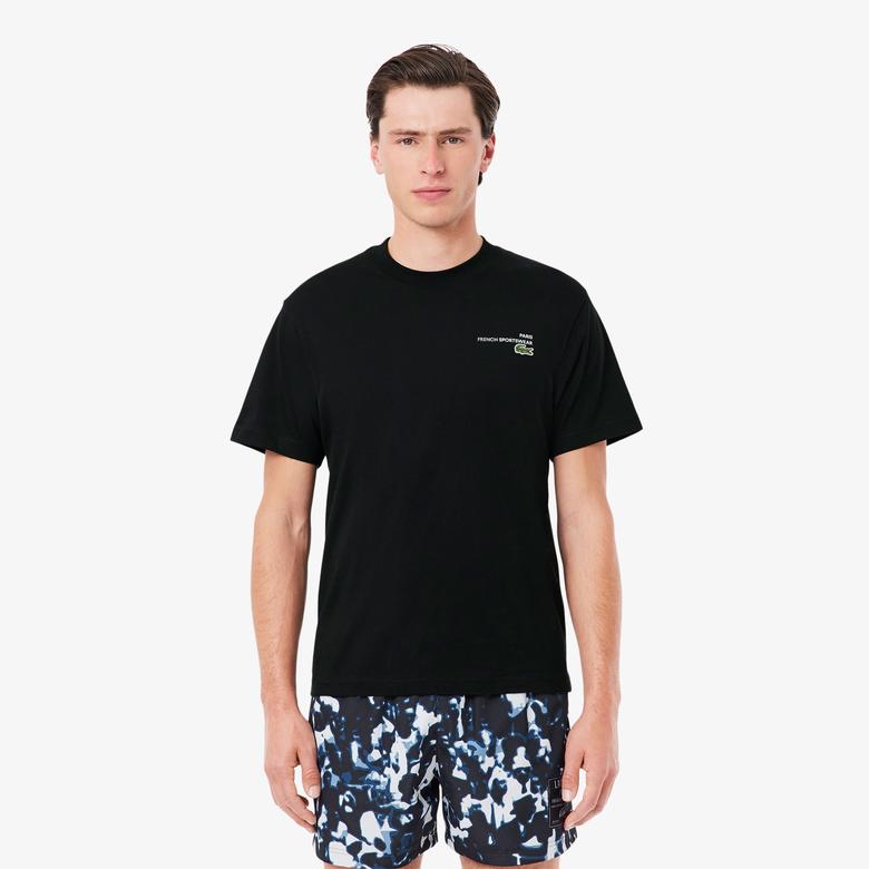 Lacoste Print Motif Erkek Siyah T-Shirt