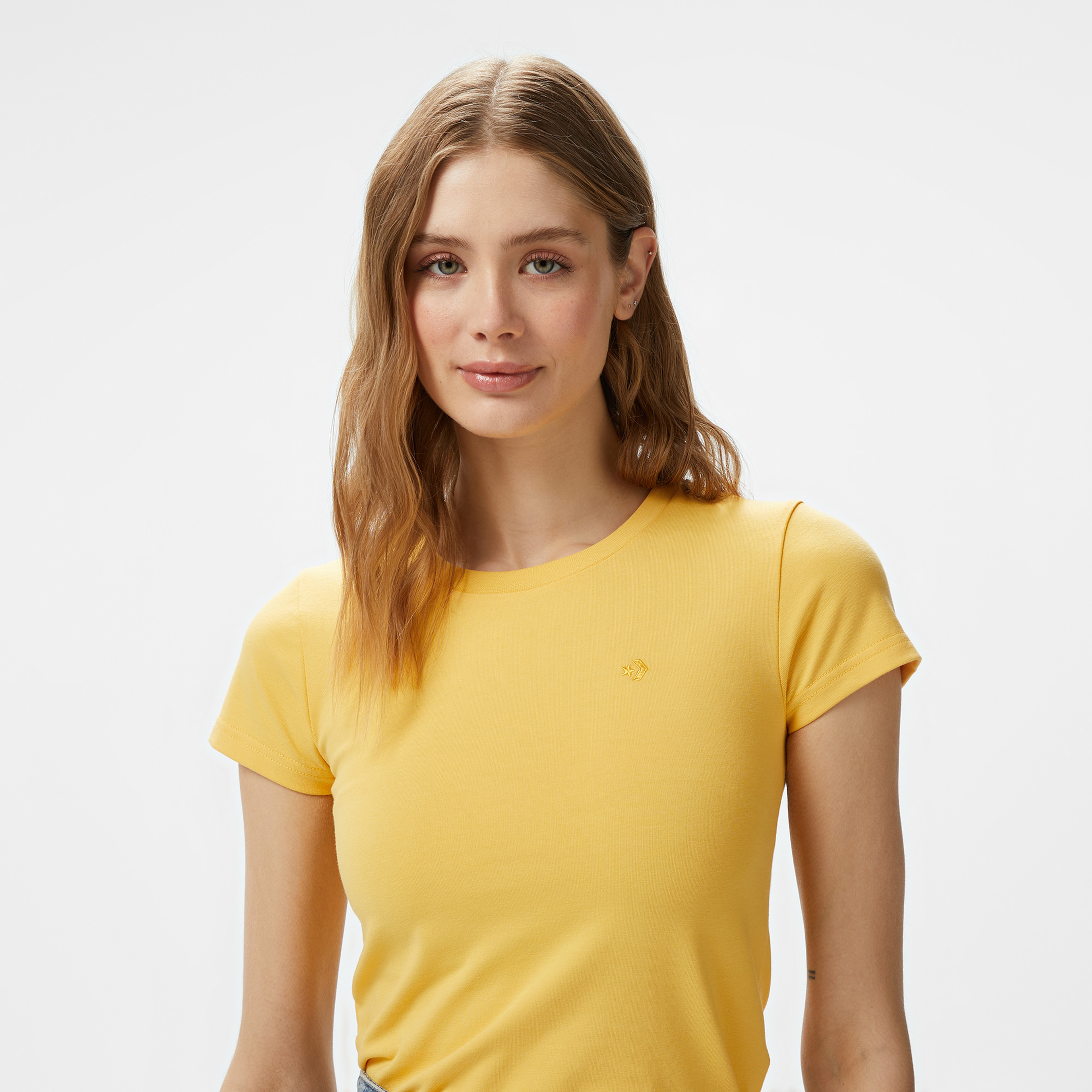 Converse Classic Kadın Slim Fit Sarı T-Shirt