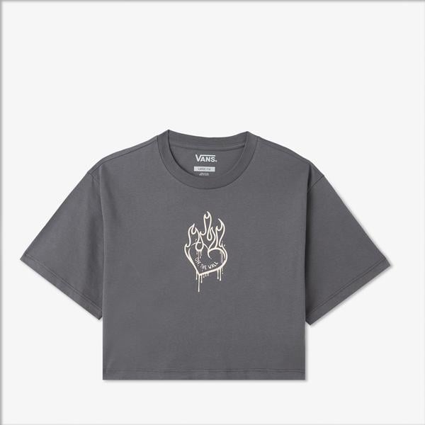 Vans Fire in Your Heart Ss Çocuk Gri T-Shirt